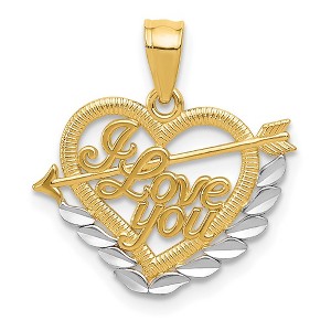 Black Bow Jewelry 14k Yellow Gold and White Rhodium I Love You Heart Pendant, 17mm - 1 of 4