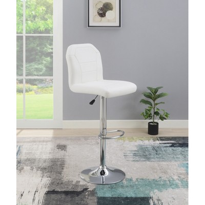 SKRAN Contemporary Padded Seat Counter Height Barstool, Set of 2 Adjustable Bar Stool Chair Chrome Base, Home Bar Furniture