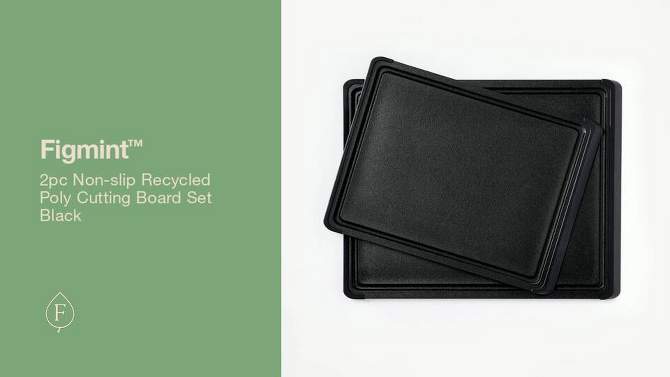 2pc Nonslip Recycled Poly Cutting Board Set Black - Figmint&#8482;, 2 of 6, play video