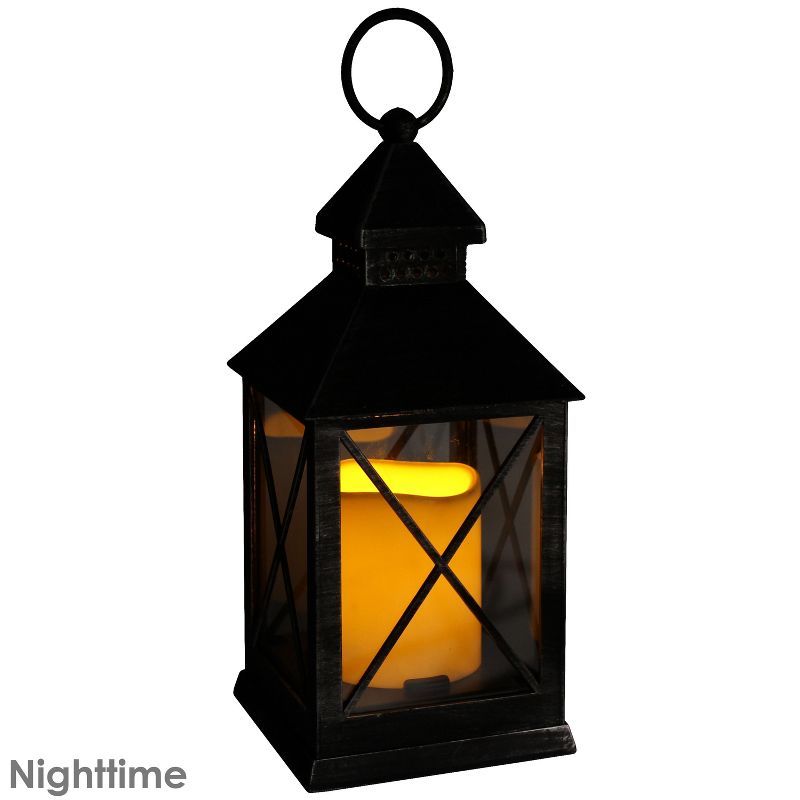 Sunnydaze 10" Yorktown Black Traditional Style Plastic and Glass Battery Operated Indoor LED Candle Lantern, 4 of 12