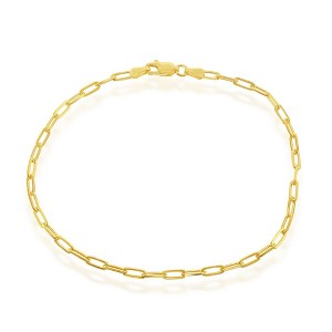 Links of Italy Sterling Silver 2.8mm Paper Clip Anklet - Gold Plated - Gold - 9 Through 20 Inch - 1 of 4