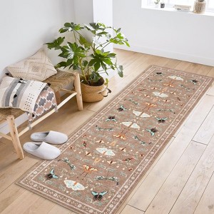Farmhouse Hallway Rugs 2x6 Non-Slip Runner Rugs, Non-Shedding Natural Indoor Carpet, Stain-Resistant Ultra-Thin Floor Carpet Mats for Bedroom - 1 of 4