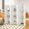 HOMCOM 6 Panel 67" Tall Wood Privacy Screen Room Divider with 3 Display Shelves, and Folding Storage for Bedroom or Home Office, White - 2 of 4