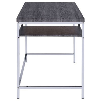 Weathered Gray and Chrome Home Office Desk with Drawer