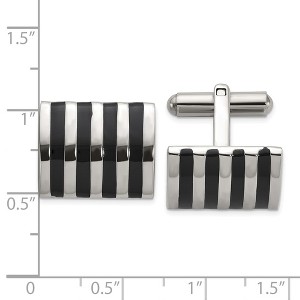 Chisel Stainless Steel Polished with Black Enamel Stripes Cuff Links - 1 of 2