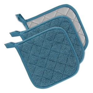 Design Imports Storm Blue Terry Potholder (Set 3) - 1 of 4