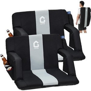 Folding Stadium Seats 20.5in Wide with Reclining Back Support & Armrest, Portable Padded Bleacher Chair with Cup Holders ¨CEasy Carry - 1 of 4