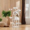 81.1 Inch Large Cat Tree Tower  with 13 Scratching Posts, 2 Perches, 2 Caves, Basket, Hammock, Pompoms - Multi-Level Plush Cat Condo for Indoor Cats - 3 of 4