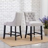 WestinTrends 24" Linen Tufted Buttons Upholstered Wingback Counter Stool (Set of 2) - 2 of 4