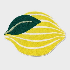 Lemon Shaped Machine Washable Non-Slip Bath Rug Yellow - Room Essentials™ - 1 of 4