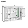 CAVINAS 47" x32" Wall Mounted Bathroom Storage Cabinet with Mirror&Glass Doors,Medicine Cabinet with 3 Cubbies&Adjustable Shelves for Bathroom,White - 3 of 4