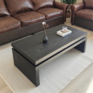 RISOKEYS 47.6" L Modern Rustic Wood Coffee Table – Rectangular Living Room Center Table with Floating Top Design - 1 of 4