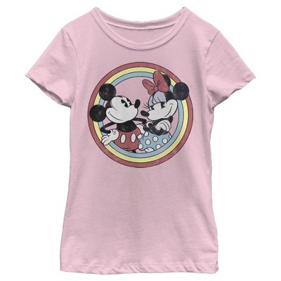 Girl's Disney Mickey and Minnie Retro Circle T-Shirt