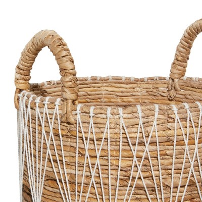 Handmade Bohemian Wicker Storage Baskets with Handles - Set of 3
