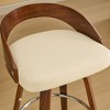 Bar Stools Set Of 2, 360-degree Swivel Barstools With Low Back, Wood Legs Bar Chairs With Soft Cushion Seat - 3 of 4