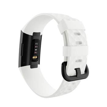 Zodaca Silicone Watch Band Compatible with Fitbit Charge 3, Charge 3 SE (Large), and Charge 4, Fitness Tracker Replacement Bands, White