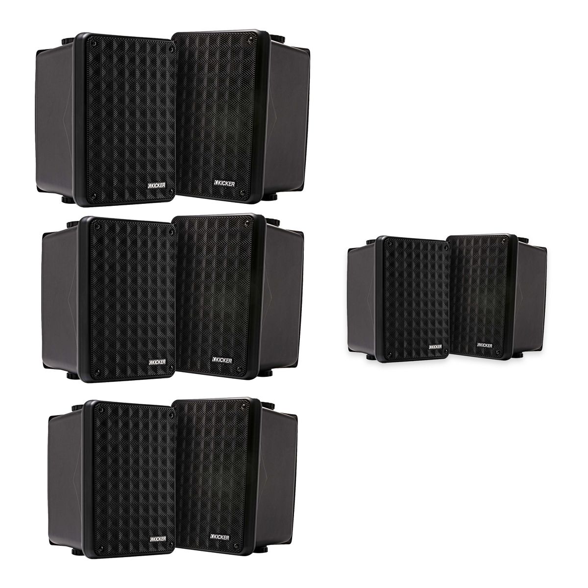 Kicker KB6 Indoor Outdoor Black Speakers – 4 Pair for Patio, Dock & Garage