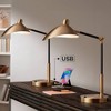 360 Lighting Colborne 28" Tall Mid Century Modern Desk Lamps Set of 2 USB Port Adjustable LED Black Gold Metal Home Office Living Room Charging - 2 of 4
