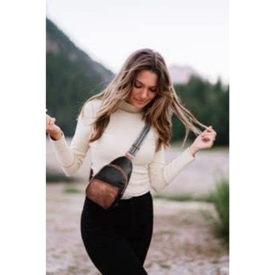 BEAFUP Small Sling Bag for Women, Vegan Leather Fanny Pack Crossbody Bags for Women, Chest Bag With Guitar Strap