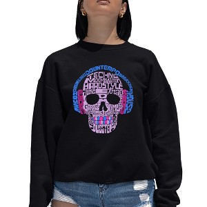 LA Pop Art Women's Word Art Crewneck Sweatshirt - Styles of EDM Music - 1 of 4