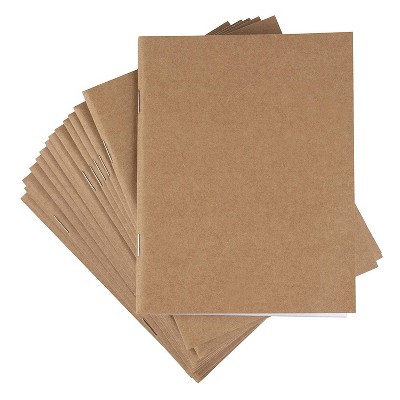 48-Pack Kraft Notebook, Unruled Plain Travel Journals for Writing, Class Projects, Brown, 4.25" x 5.5"