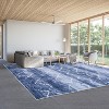 5x7 Washable Neutral Area Rug, Low Pile Distressed Trellis Carpet, Non-Slip Farmhouse Floor Cover for Bedroom Living Room, Blue - 2 of 4