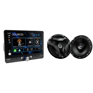 Jensen CAR813 8" Touch Screen Multimedia Receiver + JVC CS-DF620 6.5" Speakers - 1 of 3