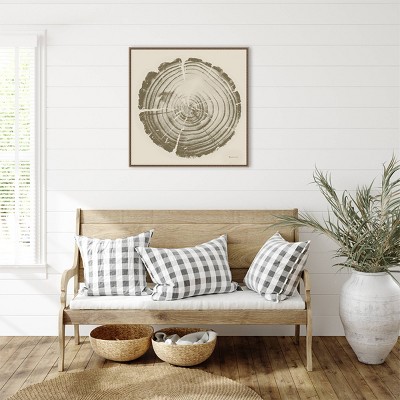 Tree Trunk Cream II Abstract Canvas Print with Bronze Floater Frame