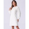 Allegra K Women's Lantern Long Sleeve Wedding Guest Crew Neck Mini Dress - 4 of 4