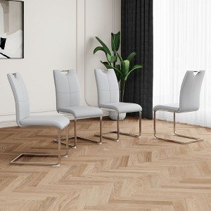 CAVINAS PU Leather Dining Chairs Set of 2/4,Modern Kitchen Chairs with Chrome Metal Legs,Dining Room Chairs Set of 2/4 for Living Room,Dining Table - 1 of 4