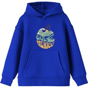 Gulf of Mexico Wave Text Youth Long Sleee Hoodie - 1 of 2