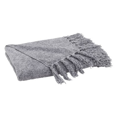 Gray Chenille Reversible Throw Blanket with Fringe 50" x 60"