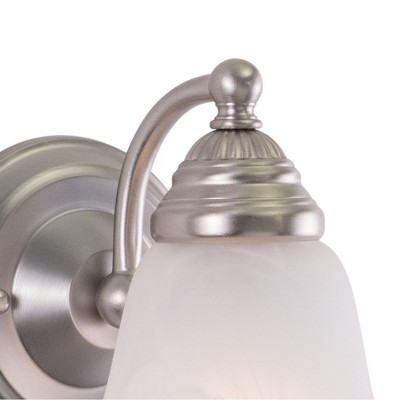 Brushed Nickel Alabaster Glass Vanity Wall Sconce