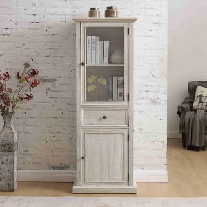 Airsurfer Tall Storage Cabinet with Glass Door and Drawer,Rustic Wood Display Cabinet with Shelves for Living Room,Kitchen,Dining Room - 1 of 4