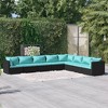 vidaXL 8 Piece Weatherproof Poly Rattan Patio Lounge Set with Cushions in Black - Comfortable, Modular Design, Easy to Clean and Durable - 2 of 4
