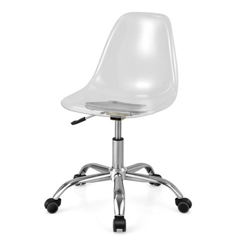 Costway Rolling Acrylic Armless Office Chair Swivel Vanity Ghost Chair  Adjustable Height : Target