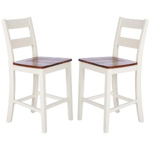 Yuri Counter Stool (Set of 2) - BST9211 - White/Natural - Safavieh - 1 of 4