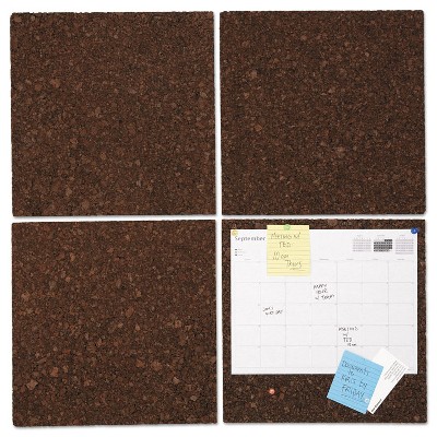 UNIVERSAL Cork Tile Panels Dark Brown 12 x 12 4/Pack 43403