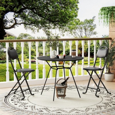 Modern Folding Patio Chairs with Metal Legs, Outdoor Armless Lounge Chairs for Balcony, Deck, or Garden – The Pop Home