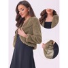 INSPIRE CHIC Women's Long Sleeve Open Front Cropped Winter Faux Fur Jacket - 2 of 4