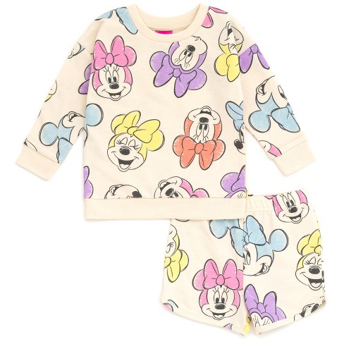 Disney Minnie Mouse Little Girls French Terry Sweatshirt And Shorts  Multicolor 7-8 : Target