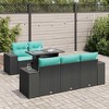 vidaXL 6 Piece Patio Sofa Set with Cushions Black Poly Rattan Acacia - 2 of 4