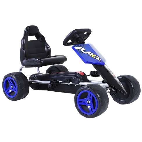 Aosom Kids Go Kart, 4 Wheeled Ride On Pedal Car, Racer for 3 years, for  Boys and Girls, Outdoor - Blue