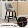 Beautyolove 29 in. Grey Fabric Upholstered Bar Height Swivel Bar Stool with Solid Wood Frame (Set of 2) - 3 of 4