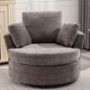 TiramisuBest Oversize Round Swivel Chair Cozy Club 360 degrees Swivel Sofa with 3 Pillows Chenille Fabric with Gray for sofa - 2 of 4