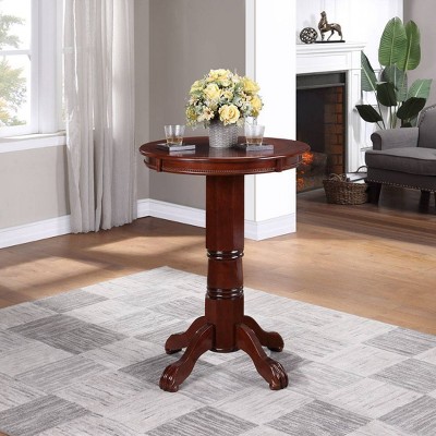 Elegant Round English Tudor Wood Pub Table, 42-Inch