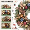 24 Inch Pre-Lit Christmas Wreaths for Front Door, Holiday Xmas Wreath with Battery Operated Lights, Pine Cones, Berries, Ball Ornaments, Leaves - 2 of 4