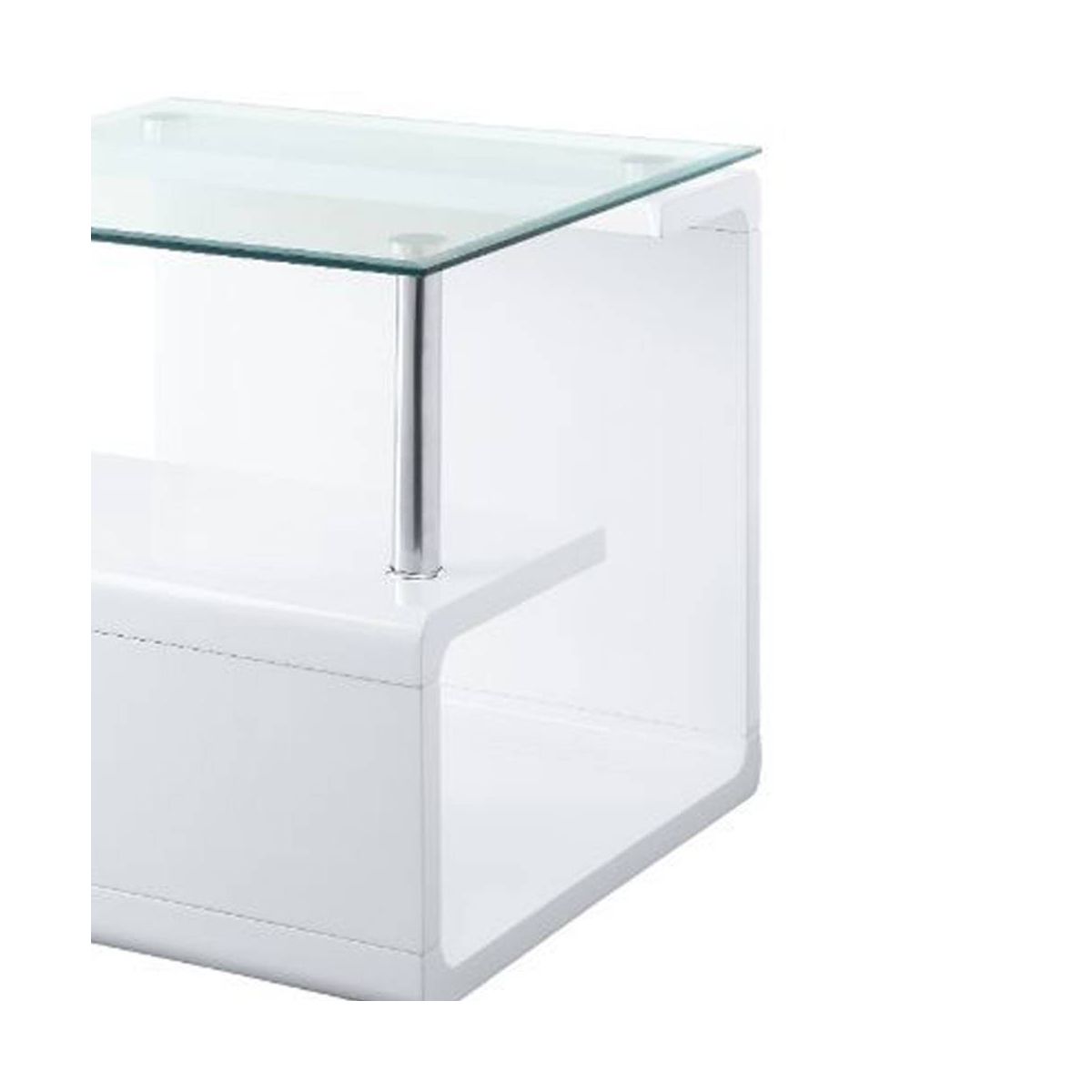 24" Nevaeh High Gloss Finish Accent Table Clear Glass/White - Acme Furniture - thumbnail 4