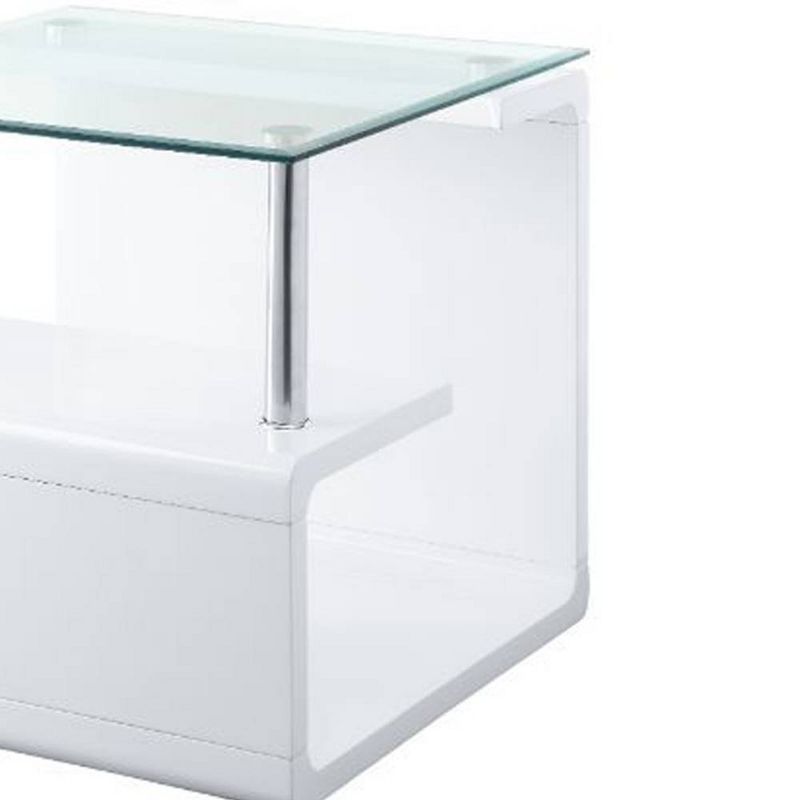 24&#34; Nevaeh High Gloss Finish Accent Table Clear Glass/White - Acme Furniture, 4 of 8