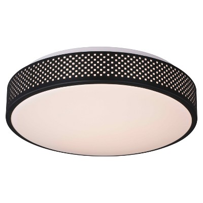 VAXCEL Anson 13.5-in W Integrated LED Black Mesh Flush Mount Ceiling Light Fixture White Shade